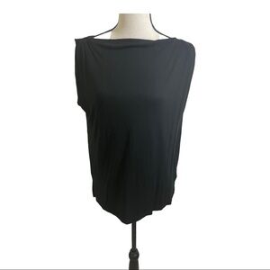 Allsaints square neck sleeveless womens T-Shirt size 2. Viscose black